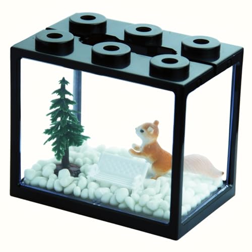 Kleines Meeresaffenbecken, stapelbares Mini-Kampffisch-Aquarium-Set mit Aquariumkies, Moosball-Tank, Garnelen-Tank, 0,27 Gallonen, Acrylwürfel, Fischschale für Garnelenschnecken von Yobiisolut