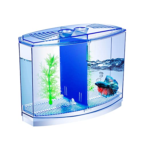 Mini-Fischbecken mit Trennwand, kleines Beta-Fischtank, Garnelen-Tank, kleines Aquarium, 2/5 Gallonen Doppelfach, temporäres Aquarium – Acryl-Aquarium-Lebensraum für Krabben, Moos, Seetang-Bälle von Yobiisolut