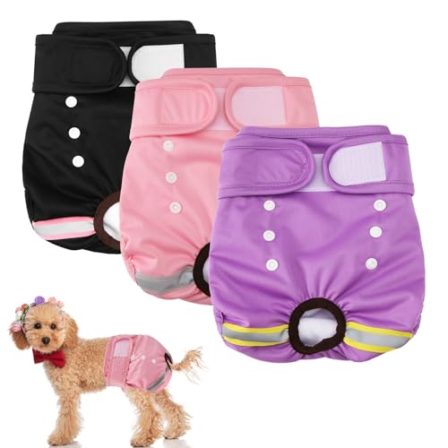 Yocdunm Windeln für Hündinnen mit reflektierenden Streifen, wiederverwendbar, waschbar, hohe Saugfähigkeit und atmungsaktiv, Mikrofaser-Pad und wasserdichte Schicht für Nachtsicherheit, Komfort, Größe Yocdunm Windeln für Hündinnen mit reflektierenden Streifen, wiederverwendbar, waschbar, hohe Saugfähigkeit und atmungsaktiv, Mikrofaser-Pad und wasserdichte Schicht für Nachtsicherheit, Komfort, Größe von Yocdunm