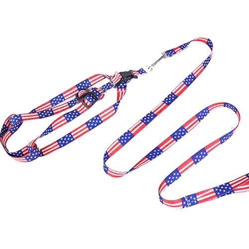 Hochwertiges H-Geschirr und Leine, Set für kleine Hunde, mit Leine, Hundegeschirr, kein Ziehen, kein Ziehen, Hundegeschirr, kleine Hunde, Welpengeschirr (Flagge, Breite: 10 mm, Länge: 110 cm) von Yogini