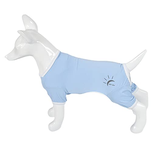 Yokawe Hunde-Pyjama, schweißabsorbierend, Rundhalsausschnitt, für große Hunde, Sonnenschutzkleidung, Hundekleidung, Blau, Größe 2XL von Yokawe