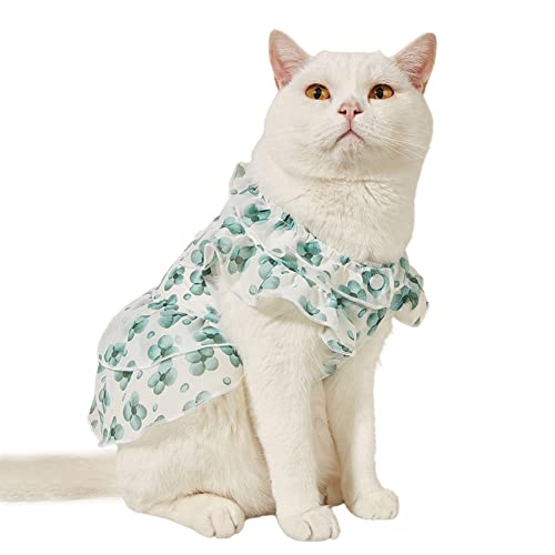 Yokawe Sommer-Hundekleid, schweißabsorbierend, Rüschenärmel, Sommer-Hundekleid, Katzenshirt für Ausflüge, Grün, Größe L von Yokawe