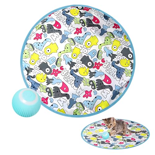 Yolispa Interaktives Katzenspielzeug Bälle, Katzenspielzeug Ball Elektrisch mit Spielmatte Katze, USB Rechargeable Katzenball Elektrisch, Katzenspielmatte Haustierspielzeug, für Jagdübungen von Yolispa