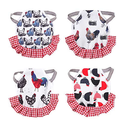 Yolispa Pet Kleidung mit Huhn Muster 4Pcs Hen Schürze für Flügel Schutz von Yolispa