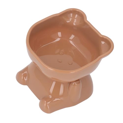 Yomiyuyr Erhöhtes Futter- und Wassernapf-Set für Katzen, rosa Futternapf in Cartoon-Form für Kätzchen, erhöhtes Design, um Umkippen und Erbrechen zu verhindern, 5,1 x 4,3 Zoll (Braun) von Yomiyuyr