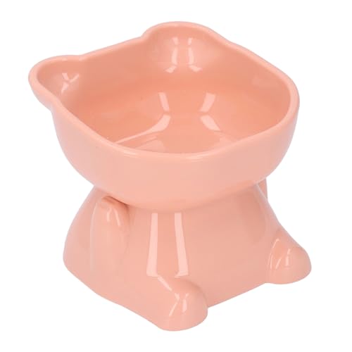 Yomiyuyr Erhöhtes Futter- und Wassernapf-Set für Katzen, rosa Futternapf in Cartoon-Form für Kätzchen, erhöhtes Design, um Umkippen und Erbrechen zu verhindern, 5,1 x 4,3 Zoll (Rötung) von Yomiyuyr