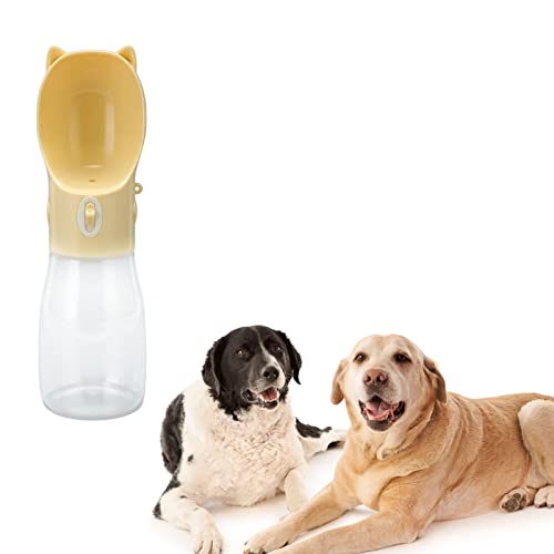 Yomiyuyr Wasserflasche für Hunde und Katzen in Lebensmittelqualität, leicht und tragbar mit breiter Öffnung, auslaufsicheres Design, für Katzen, Kaninchen, Welpen, Spaziergänge, (Gelb) von Yomiyuyr