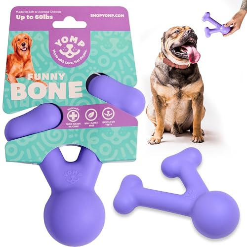 Yomp FunnyBone Wish Bone Hundekauspielzeug - Interaktives Hundezahnspielzeug für Weiche Mittlere Kauer Zahnen Spielzeug für Welpen Haustier Sicher Ungiftig Silikon Hundespielzeug Welpen Kauknochen von Yomp