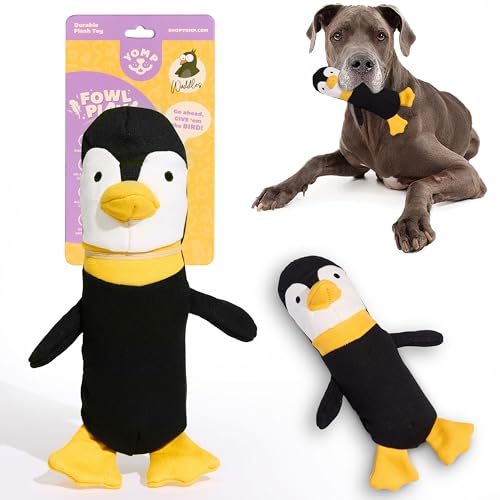 Yomp Pinguin-Hundespielzeug, Plüschtiere, robust, langlebig, Kauspielzeug für Hunde, mit natürlichem Segeltuch und Knisterpapier, interaktives Hundespielzeug, lustiges Haustierspielzeug für Hunde von Yomp