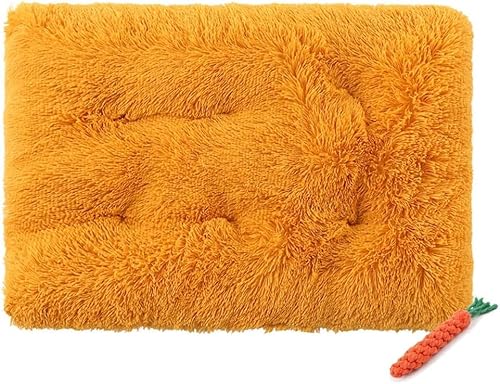 YongXinMY Hundebett-Matte, Katzenbett-Pad, weich, warm, selbstheizend, Plüschdecke für Welpen, Kätzchen, waschbar, wendbar, für drinnen und draußen, Kofferraum (XL, 95 x 65 cm, Gelb) von YongXinMY