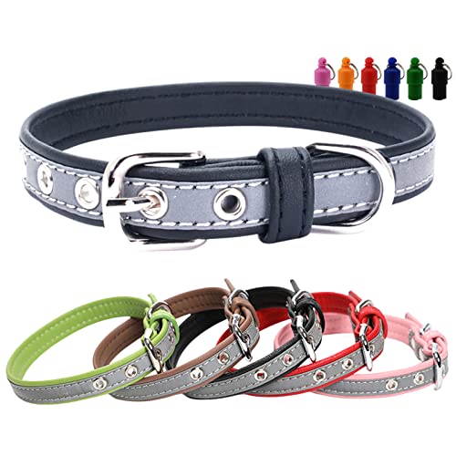 Mikrofaser Reflektierend Hundehalsband mit Namen Telefonnummer Verstellbare Halsband Hunde für Kleine Mittlere Große Hunde Welpen Halsbänder Schwarz M von Yonsbox