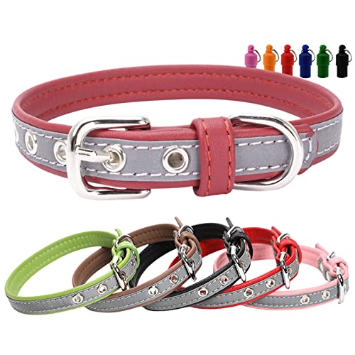 Mikrofaser Reflektierend Hundehalsband mit Namen Telefonnummer Verstellbare Halsband Hunde für Kleine Mittlere Große Hunde Welpen Halsbänder Rot XL von Yonsbox