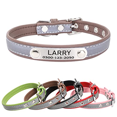 Yonsbox Mikrofaser Reflektierend Katzenhalsband Hundehalsbänder Personalisierte mit Namen und Telefonnummer Katzen Welpen Halsbänder für Kleine Mittlere Große Hunde 1,5CM Breit Verstellbar 22-28CM von Yonsbox