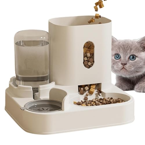 Automatischer Futterspender Katze, Automatischer Hundefutterspender, 2.3L Futterautomat Katze Und 1L Wasserspender Hund, Futterautomat Katze 2 Näpfe Futter Und Wasserspender Für Haustiere von Yonuaret