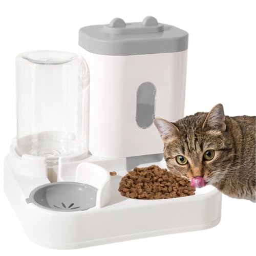 Automatischer Futterspender Katze, Automatischer Hundefutterspender, 2.3L Futterautomat Katze Und 1L Wasserspender Hund, Futterautomat Katze 2 Näpfe Futter Und Wasserspender Für Haustiere von Yonuaret