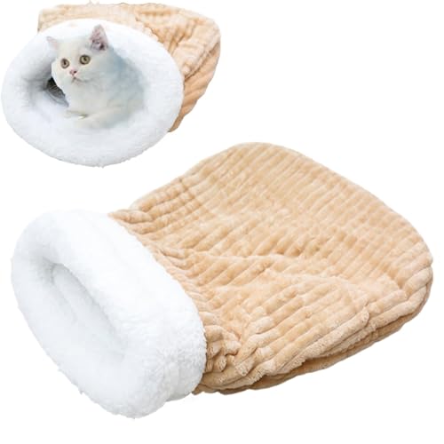 Yonuaret Semi-Closed Cat Sleeping Bag, Katzenbetten Für Hauskatzen Winter Haustierschlafsack Für Katzen Katzenschlafsack,Plüsch Weich Katzenkissen Waschbar Geeignet Für Kleine Und Mittelgroße Katzen von Yonuaret