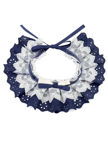 YooMuChan Katze Hund Halsband Einfarbig Bowknot Schnüren Niedlich Kätzchen Einstellbar Haustier Navy Blau von YooMuChan