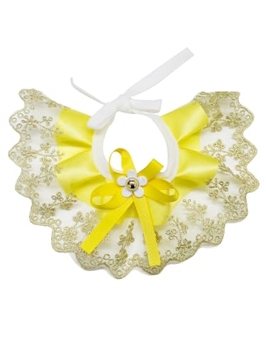 YooMuChan Katze Hund Halsband Zwei Farbe Bowknot Blume Schnüren Sheer Niedlich Kätzchen Einstellbare Haustier Gelb von YooMuChan