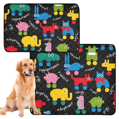 Hundematte für Hunde, waschbar, rutschfest, 61 x 91,4 cm + 91,4 x 106,7 cm, Elefant, niedlich, 2 Stück von Yoogain