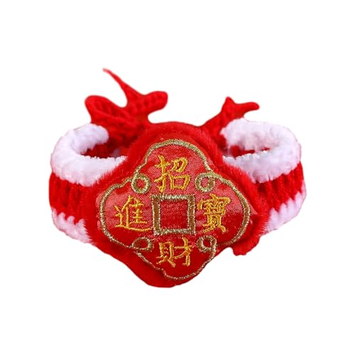 Yooghuge Katzenhalsband, gehäkeltes Speichel-Handtuch, buntes Halsband mit Anhänger im chinesischen Stil, verstellbare Katzen-Halsbekleidung, Welpenhalsband für Katzen, Welpen, kleine, mittelgroße von Yooghuge