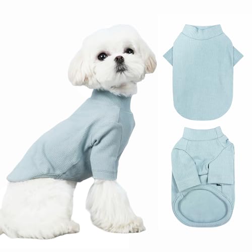 Yoolhamy Fleece-Pullover für kleine Hunde, Chihuahua, Herbst und Winter, hoher Kragen, warme Welpenkleidung, weiche Baumwolle, Haustierpullover, Mantel für kleine, mittelgroße Hunde, Katzen (Blau, XL) von Yoolhamy