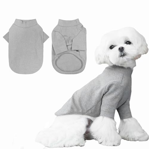 Yoolhamy Fleece-Pullover für kleine Hunde, Chihuahua, Herbst und Winter, hoher Kragen, warme Welpenkleidung, weiche Baumwolle, Haustierpullover, Mantel für kleine, mittelgroße Hunde, Katzen (Grau, S) von Yoolhamy