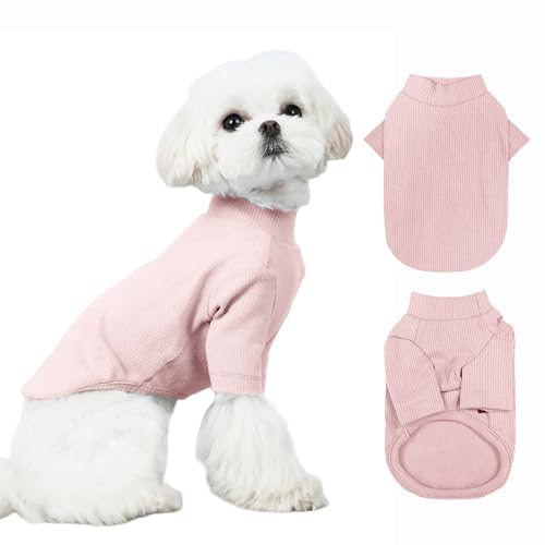 Yoolhamy Fleece-Pullover für kleine Hunde, Chihuahua, Herbst und Winter, hoher Kragen, warme Welpenkleidung, weiche Baumwolle, Haustierpullover, Mantel für kleine, mittelgroße Hunde, Katzen (Rosa, XL) von Yoolhamy