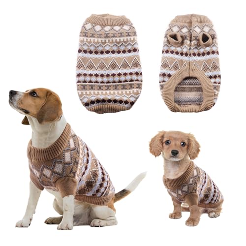 Yoolhamy Hundepullover, Weihnachten Pullover für Kleine mittelgroße Hunde Weihnachtspullover Hund Dicken Hundepulli Warm Hunde Pullis für Chihuahua Französische Bulldogge (Braun, L) von Yoolhamy