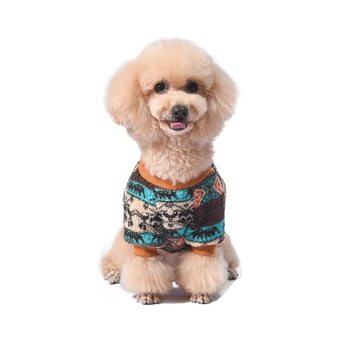 Yoolhamy Hundepullover für Kleine Hunde, Fleece Hunde Pullover, Winter Hundepulli, Ethnische Boho Winterkleidung Weich und warm Pullover Hund Thermische Welpen Dog Sweater (Brown, L) von Yoolhamy