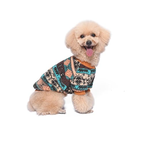 Yoolhamy Hundepullover für Kleine Hunde, Fleece Hunde Pullover, Winter Hundepulli, Ethnische Boho Winterkleidung Weich und warm Pullover Hund Thermische Welpen Dog Sweater (Brown, L) von Yoolhamy