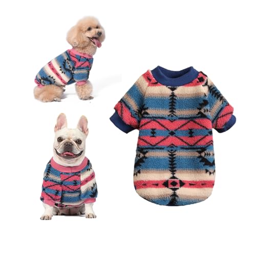 Yoolhamy Hundepullover für Kleine Hunde, Fleece Hunde Pullover, Winter Hundepulli, Ethnische Boho Winterkleidung Weich und warm Pullover Hund Thermische Welpen Dog Sweater (Pink, L) von Yoolhamy