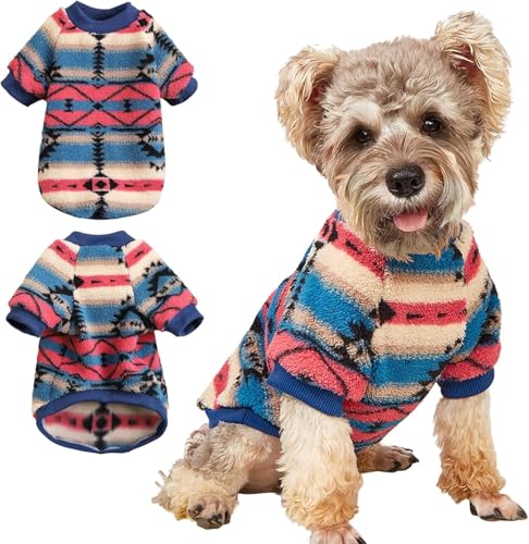 Yoolhamy Hundepullover für Kleine Hunde, Fleece Hunde Pullover, Winter Hundepulli, Ethnische Boho Winterkleidung Weich und warm Pullover Hund Thermische Welpen Dog Sweater (Pink, M) von Yoolhamy