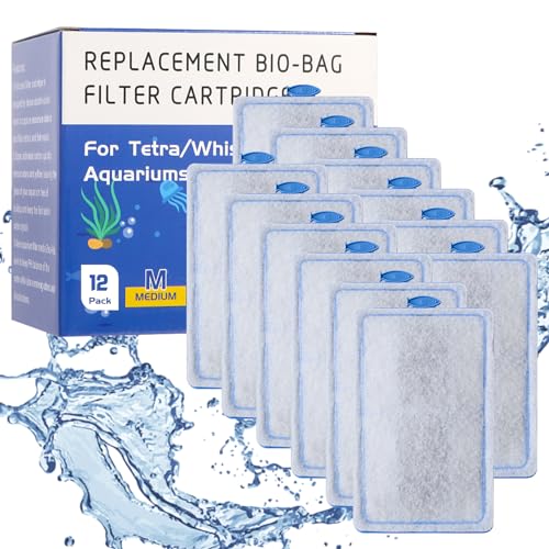Yoolight 12 Stück montierte mittelgroße Aquarium-Filterkartusche für Tetra Whisper Bio-Bag Power Filter, mittlere Ersatz-Filterpatronen für Tetra ReptoFilter von Yoolight