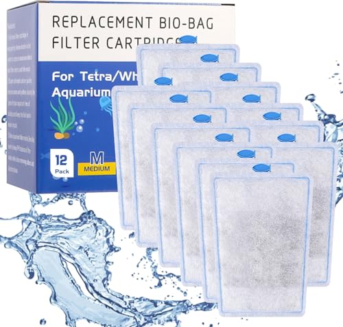 Yoolight 12 Stück montierte mittelgroße Aquarium-Filterkartusche für Tetra Whisper Bio-Bag Power Filter, mittlere Ersatz-Filterpatronen für Tetra ReptoFilter von Yoolight