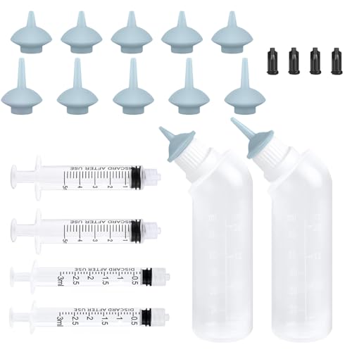 Yoolight 20PCS Haustier Stillflasche mit grauem Ersatz Mini Nippel Fütterungsflasche, Fütterungs-Kit für Kätzchen Welpen für Neugeborene Kätzchen, Welpen, Kleintiere, von Yoolight