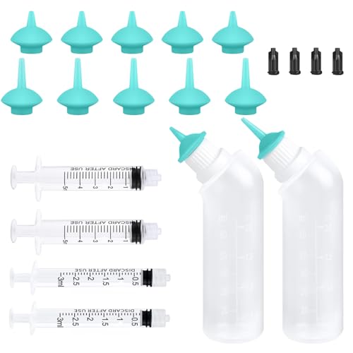 Yoolight 20PCS Haustier-Stillflasche mit grüner Ersatz-Mini-Nippel-Fütterungsflasche, Fütterungs-Kit für Kätzchen Welpen für Neugeborene Kätzchen, Welpen, Kleintiere von Yoolight