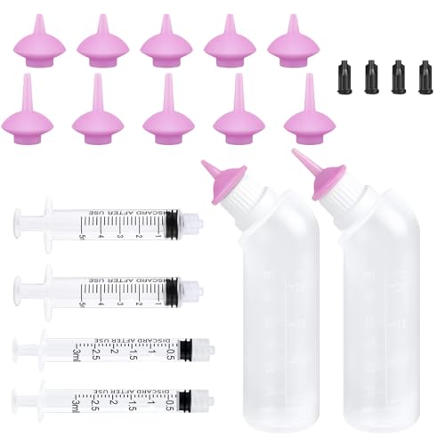 Yoolight 20PCS Haustier Stillflasche mit rosa Ersatz Mini Nippel Fütterungsflasche, Feeding Kit for Kittens Puppiesfor Newborn Kittens, Puppies, Small Animals von Yoolight