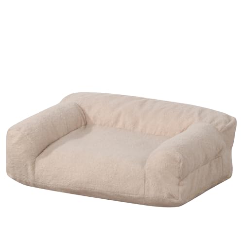 Hundebett-Matte mit hochbelastbarer, geschredderter Schwammfüllung, Schaumstoff-Haustierbett mit waschbarem Sherpa-Bezug für kleine Hunde und Katzen, komprimierte Verpackung, orthopädisches Hundesofa von Yoonnie room