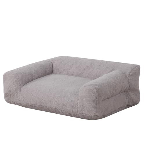 Hundebett-Matte mit hochbelastbarer, geschredderter Schwammfüllung, Schaumstoff-Haustierbett mit waschbarem Sherpa-Bezug für kleine Hunde und Katzen, komprimierte Verpackung, orthopädisches Hundesofa von Yoonnie room