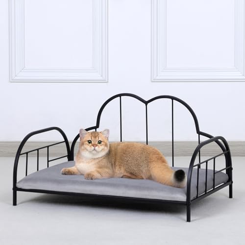 Yoonnie room Kleines Haustierbett, Haustiersofa mit Eisenrahmen, Bett für Hunde mit abnehmbarem Kissen, bequeme Hundesofas und Stühle, Hundesofa für den Sommer (schwarz) von Yoonnie room