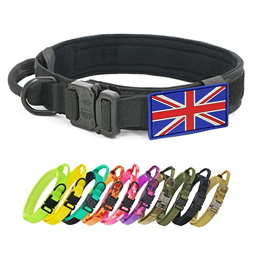 YoothBro K9 Taktisches Hundehalsband, verstellbares Nylon-Hundehalsband mit robuster Metallschnalle für mittelgroße und große Hunde, Schwarz von YoothBro