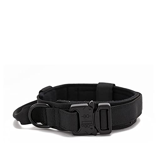 YoothBro Puppy 2,5 cm Taktisches Hundehalsband, K9 Militär-Nylonhalsband mit robuster Metallschnalle für mittelgroße und große Hunde, Schwarz, S von YoothBro