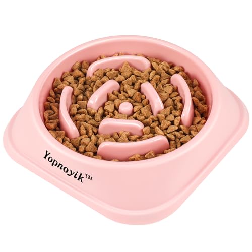 Slow Feeder Hundenäpfe, Anti-Rutsch-Labyrinth-Puzzle-Hunde-Futternäpfe, Anti-Würgen und Interaktive Hundefutterschalen, Blähungsstopp-Hundenäpfe für große Hunde und Katzen (Rosa) von Yopnoyik