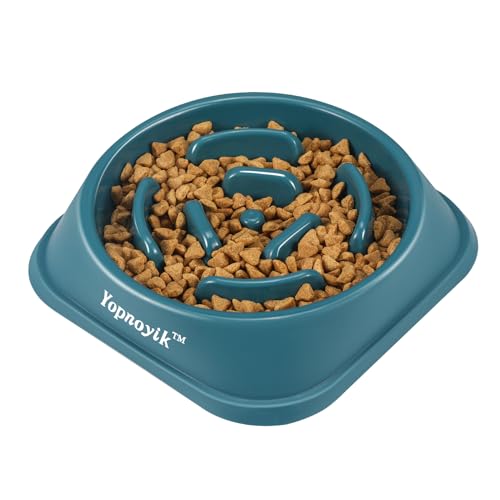 Slow Feeder Hundenäpfe, Anti-Rutsch-Labyrinth-Puzzle-Hunde-Futternäpfe, Anti-Würgen und interaktive Hundefutterschalen, Blähungsstop-Hundenäpfe für kleine und mittelgroße Hunde und Katzen (Marineblau) von Yopnoyik