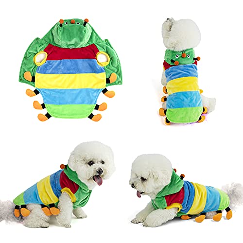 Yoption Grüne Raupe Insekten Hund Katze Haustier Kostüme Halloween Haustier Welpen Cosplay Kleid Hoodie Lustige Kleidung (L) von Yoption