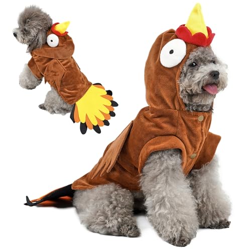 Yoption Hundeanzug Hund Katze Truthahn Kostüme, Haustier Halloween Thanksgiving Cosplay Kleid Hoodie Lustige Outfits Kleidung für Welpen Hunde (L) von Yoption