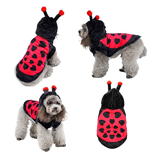 Yoption Marienkäfer Hund Katze Kostüm, Haustier Welpen Halloween Weihnachten Lustige Cosplay Kostüm Hoodie Outfits Kleidung (L) von Yoption