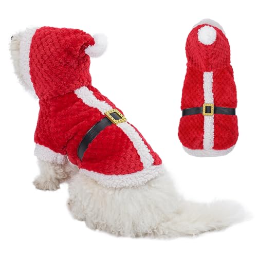 Yoption Weihnachten Haustier Weihnachtsmann Cosplay Hundekostüm Hund Katze Kostüm Lustige Haustier Weihnachten Winter Warm Mantel Kleidung Hoodie Outfit (XL) von Yoption