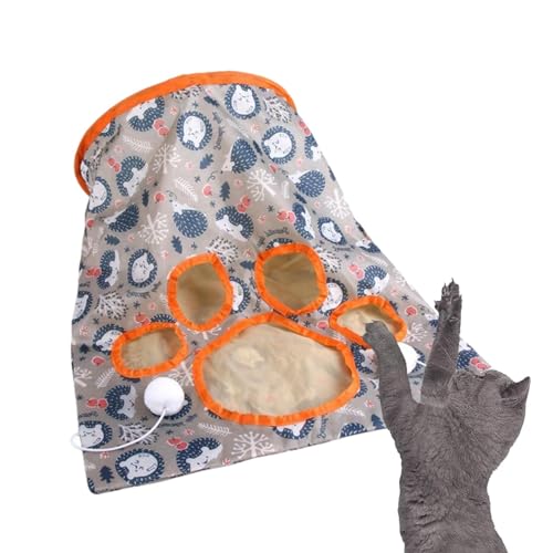 Yorajuy Crinkle-Tasche für Katzen, interaktives Spielzeug für Katzen, bezauberndes Pfoten-Design, robust, kreativ, mit Plüschball oder kleinen, mittelgroßen Katzen von Yorajuy