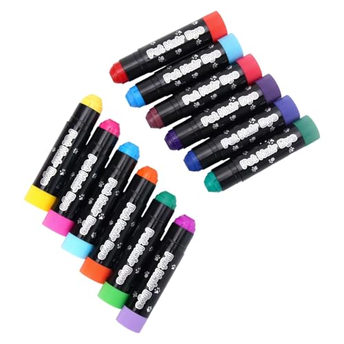 Yorajuy Hair Chalk 12 Farben Hundehaarfärbemittel, Hundepflege Kreide, Temporäre Tierhaarfärbestifte, Sichere Waschbare Haarkreide Für Halloween Karneval Haustier Haarfärbe Set Hundestift von Yorajuy